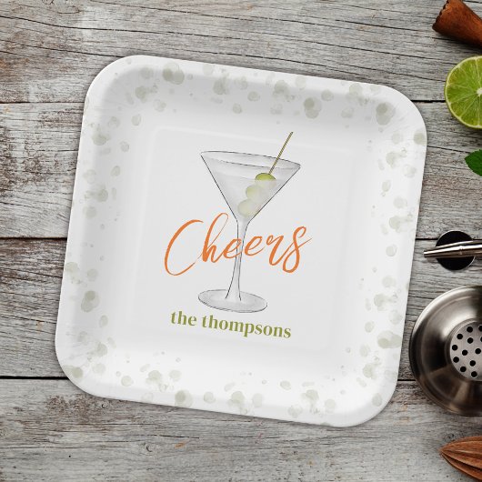 Cute Whimsical Martini Cocktail Simple Party Papieren Bordje