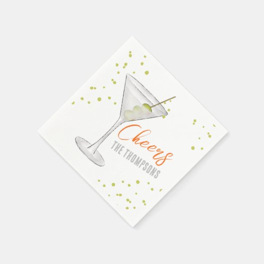 Cute Whimsical Martini Cocktail Simple Party Servet (Hoek)