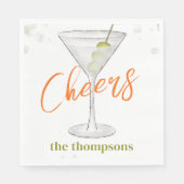 Cute Whimsical Martini Cocktail Simple Party Servet (Voorkant)