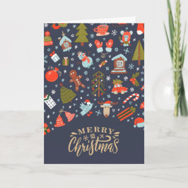 Cute Whimsical Merry Winter Personalized Feestdagen Kaart