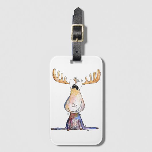 Cute Whimsical Moose Bagagelabel (Voorkant (verticaal))