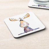 Cute Whimsical Moose Bier Onderzetter (Linkerzijde)