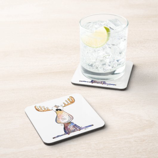 Cute Whimsical Moose Bier Onderzetter (Rechterzijde)
