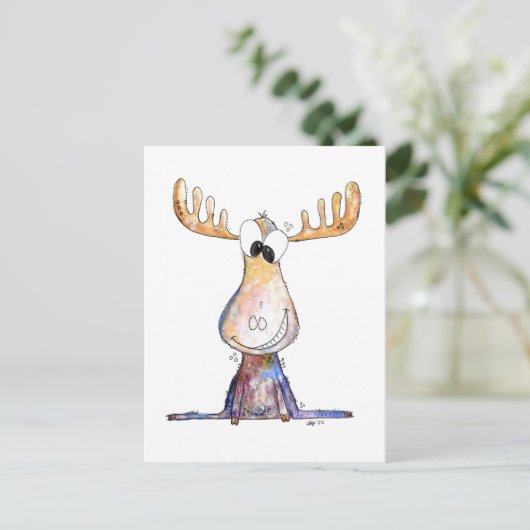 Cute Whimsical Moose Briefkaart (Staand voorkant)