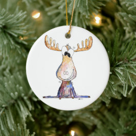 Cute Whimsical Moose Keramisch Ornament