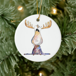 Cute Whimsical Moose Keramisch Ornament