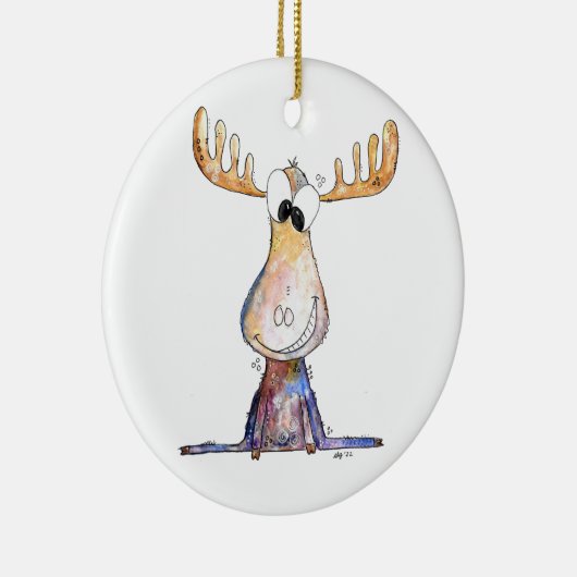 Cute Whimsical Moose Keramisch Ornament (Rechts)