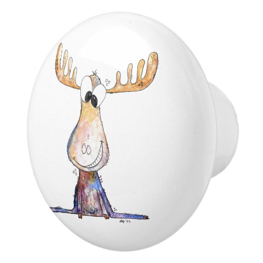 Cute Whimsical Moose Keramische Knop (Rechts)