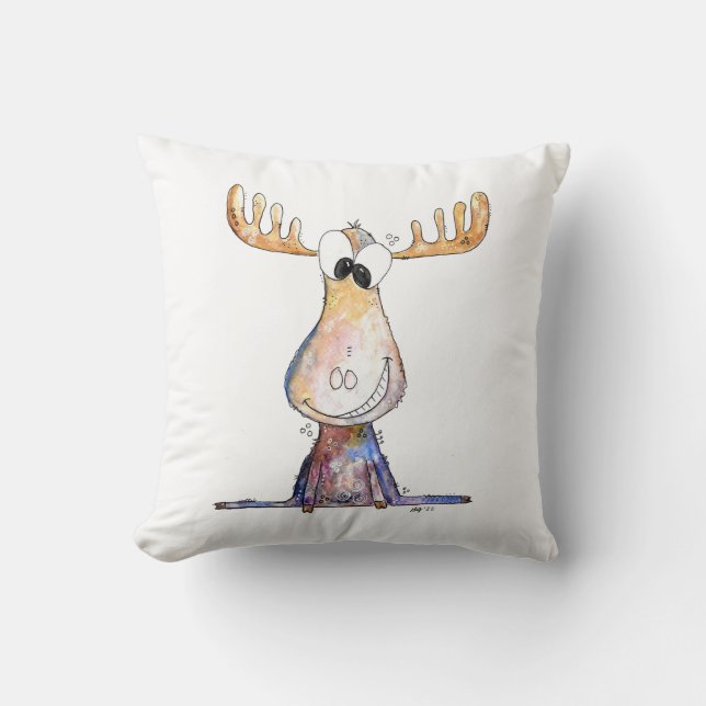 Cute Whimsical Moose Kussen (Voorkant)