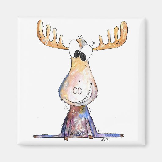 Cute Whimsical Moose Magneet (Voorkant)