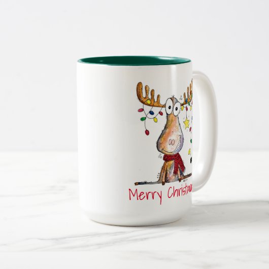 Cute Whimsical-Moose Mok met tweetone koffie (Voorkant rechts)