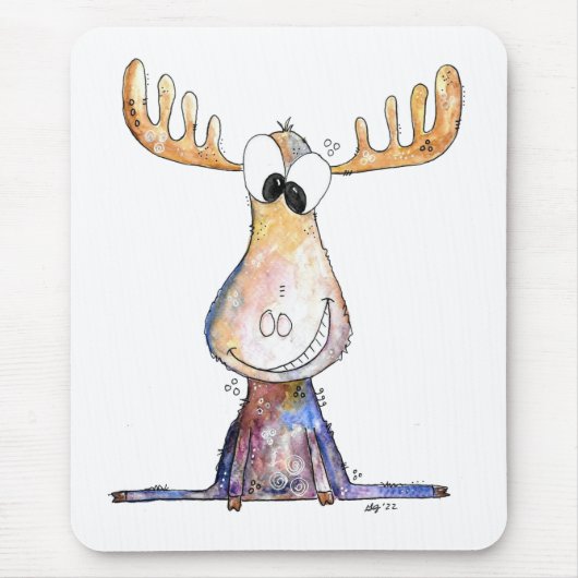 Cute Whimsical Moose Muismat (Voorkant)