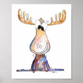 Cute Whimsical Moose Poster (Voorkant)