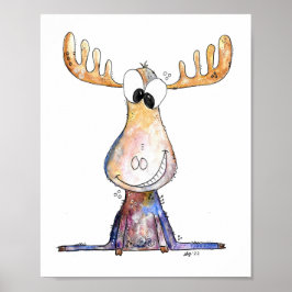 Cute Whimsical Moose Poster