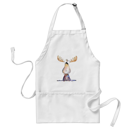 Cute Whimsical Moose Standaard Schort (Voorkant)