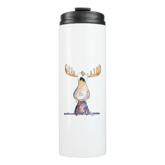 Cute Whimsical Moose Thermosbeker (Voorkant)