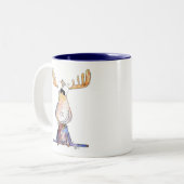 Cute Whimsical Moose Tweekleurige Koffiemok (Voorkant links)