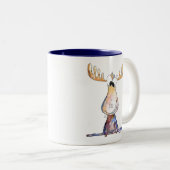 Cute Whimsical Moose Tweekleurige Koffiemok (Voorkant rechts)