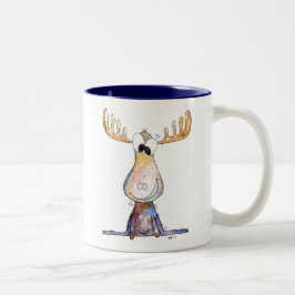Cute Whimsical Moose Tweekleurige Koffiemok