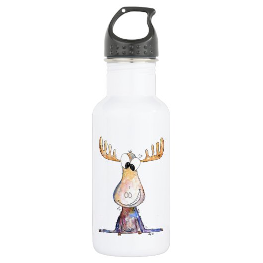 Cute Whimsical Moose Waterfles (Voorkant)