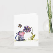 Cute Whimsical Mouse en Flower Kaart (Voorkant)