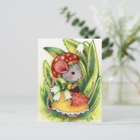 Cute Whimsical Mouse Fantasy Art Briefkaart (Staand voorkant)