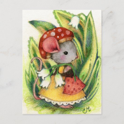 Cute Whimsical Mouse Fantasy Art Briefkaart (Voorkant)
