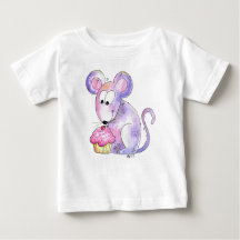 Cute Whimsical Mouse met Cupcake