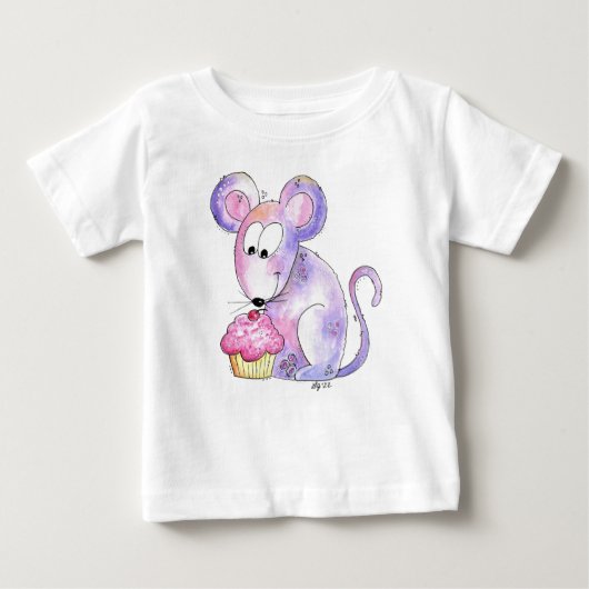 Cute Whimsical Mouse met Cupcake (Voorkant)