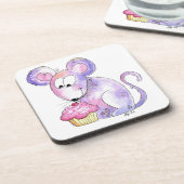 Cute Whimsical Mouse met Cupcake Bier Onderzetter (Linkerzijde)