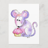 Cute Whimsical Mouse met Cupcake Briefkaart (Voorkant)