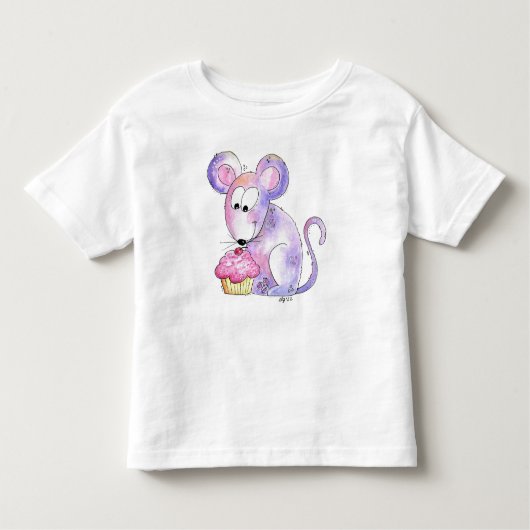 Cute Whimsical Mouse met Cupcake Kinder Shirts (Voorkant)