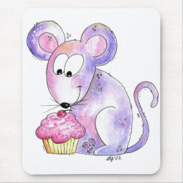 Cute Whimsical Mouse met Cupcake Muismat