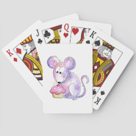 Cute Whimsical Mouse met Cupcake Pokerkaarten
