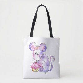 Cute Whimsical Mouse met Cupcake Tote Bag