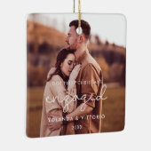 Cute whimsical Ons eerste kerstfeest met foto Keramisch Ornament (Rechts)