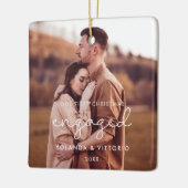 Cute whimsical Ons eerste kerstfeest met foto Keramisch Ornament (Links)