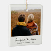 Cute whimsical Our First Kerstfoto Keramisch Ornament (Rechts)