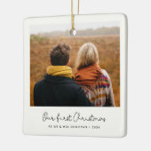 Cute whimsical Our First Kerstfoto Keramisch Ornament (Links)