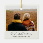 Cute whimsical Our First Kerstfoto Keramisch Ornament (Achterkant)