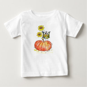 Cute Whimsical Owl on Pumpkin