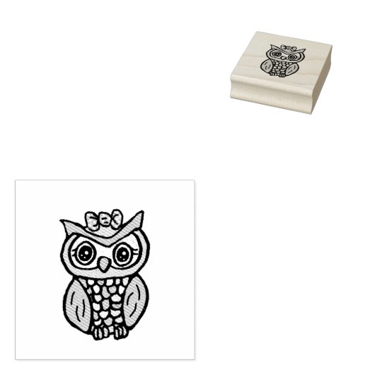 Cute Whimsical Owl Rubberstempel (Gestempeld)