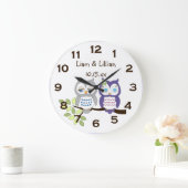 Cute Whimsical Owl Twins Wall Clock Grote Klok (Huis)