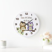 Cute Whimsical Owl Twins Wall Clock Grote Klok (Huis)