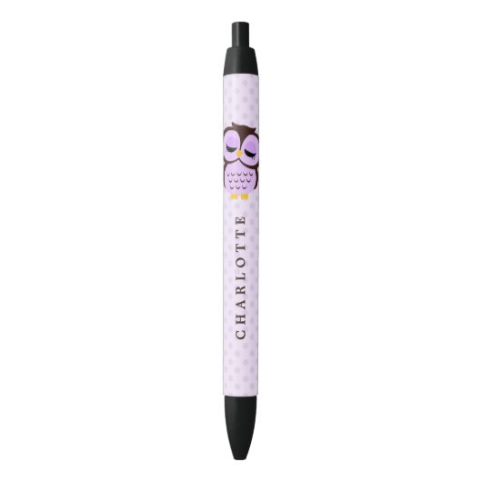 Cute Whimsical Owl Zwarte Inkt Pen (Voorkant Verticaal)