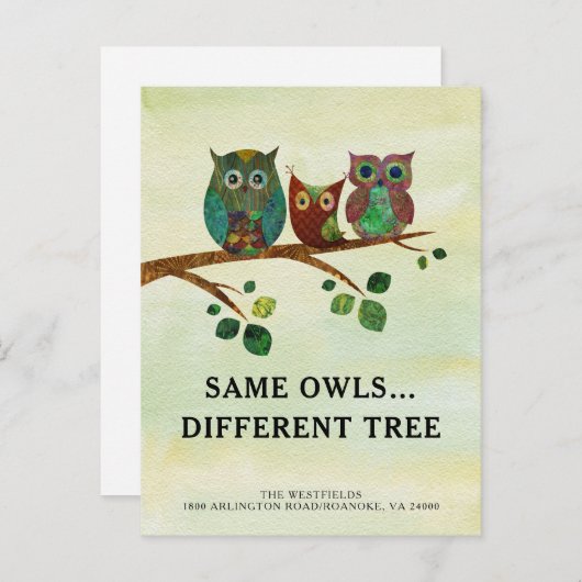 Cute Whimsical Ownership New Address Waterverf Aankondigingskaart (Voorkant / Achterkant)