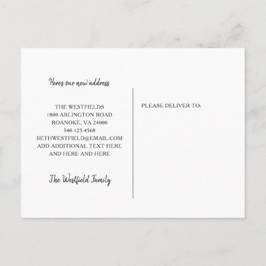 Cute Whimsical Ownership New Address Waterverf Aankondigingskaart (Achterkant)