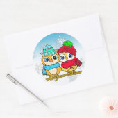 Cute Whimsical Ownership on Branch Kerstmis Ronde Sticker (Envelop)