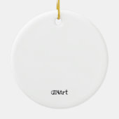 Cute Whimsical Paars Cat met vogels Keramisch Ornament (Achterkant)