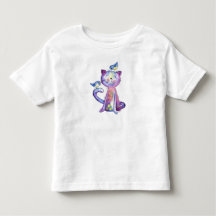 Cute Whimsical Paars Cat met vogels